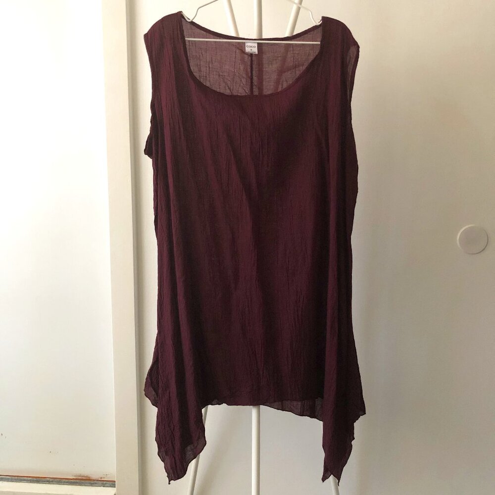COCO & JUAN TANK LAGENLOOK SEMI-SHEER COTTON LAWN SIZE 2 (2X 3X) NWOT